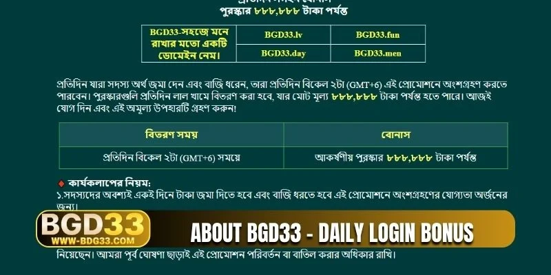 About BGD33 - Daily login bonus