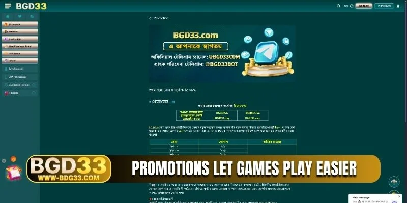 Promotions let games play easier