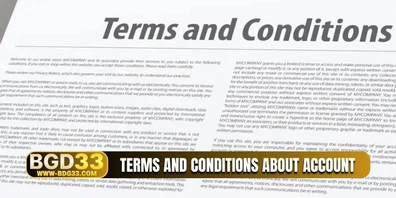 Terms and conditions about account