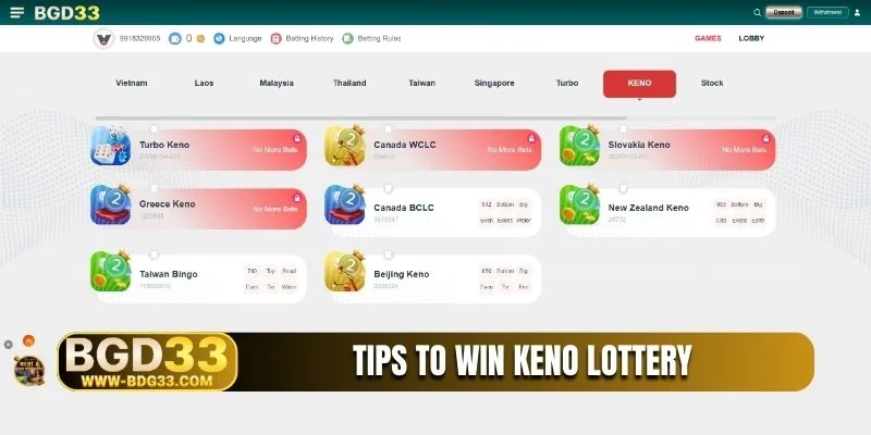 Tips to win Keno Lottery