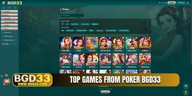 Top games from Poker BGD33