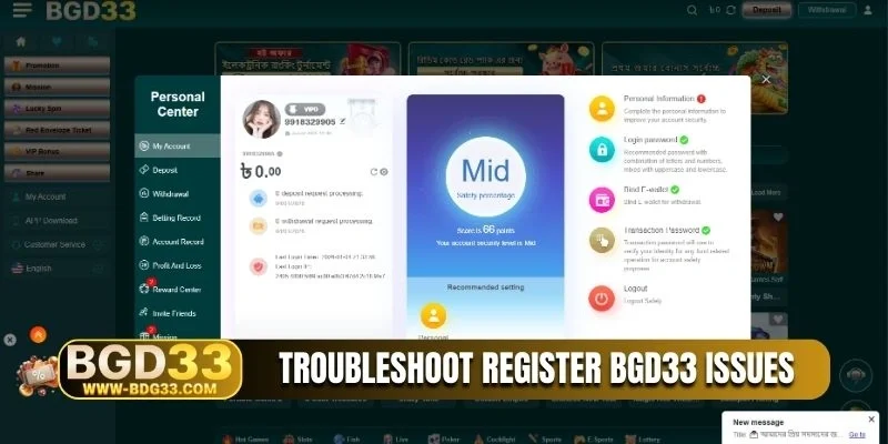 Troubleshoot register BGD33 issues